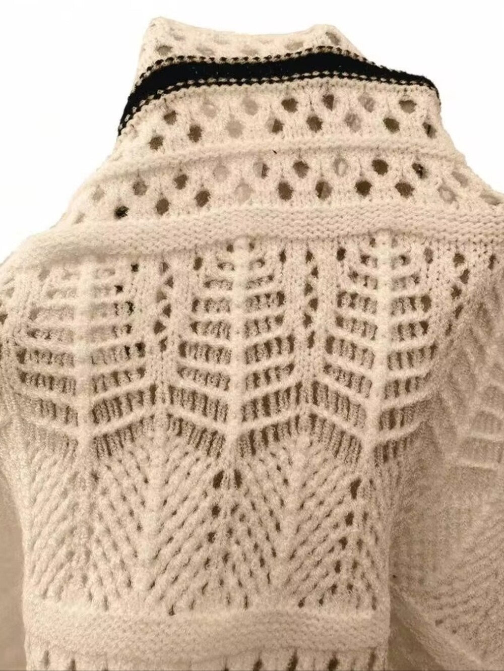 New Boho Sheer Crochet Knit Contrast Stripe Cami Maxi Dress Khaki Tan Black - Picture 7 of 10